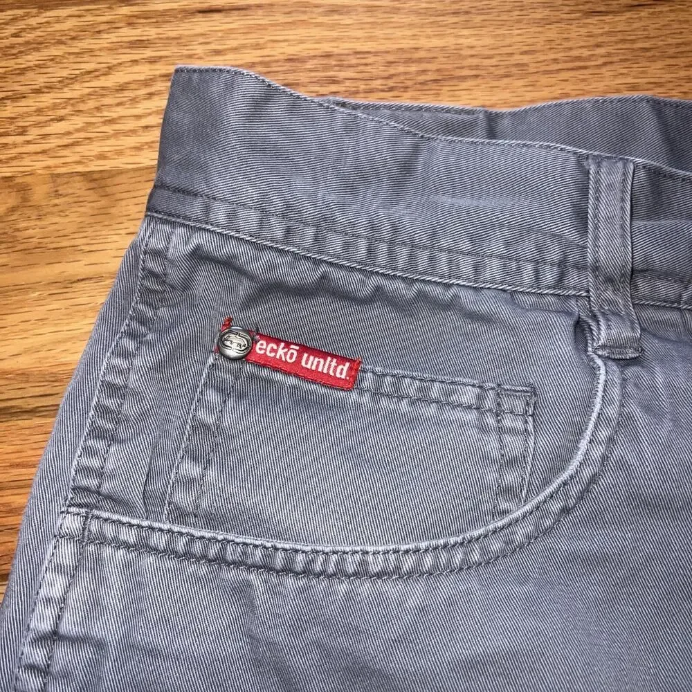 Ecko Unltd Shorts Mens 34 Gray Cargo Baggy Streetwear Hip Hop Wide Leg 90s Vtg